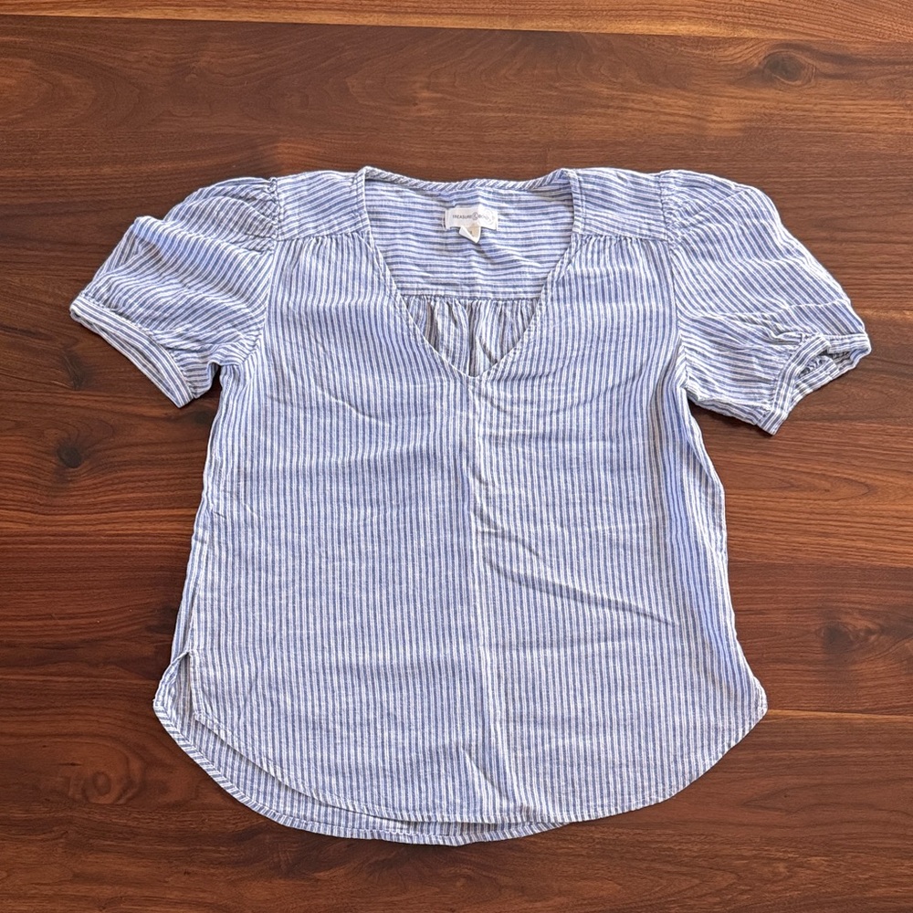 Treasure & Bond Light Blue Striped Blouse